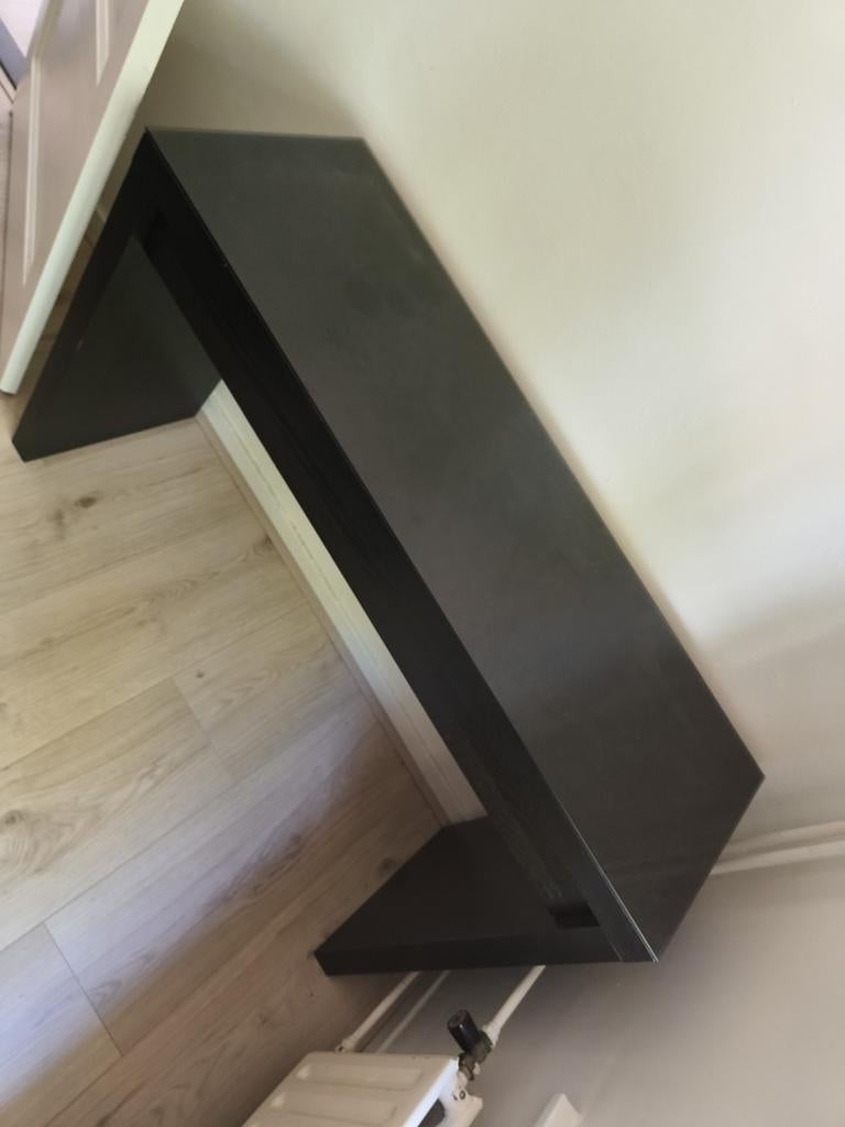 Bureau met lade en glazen plaat, Ophalen, Gebruikt, Hout