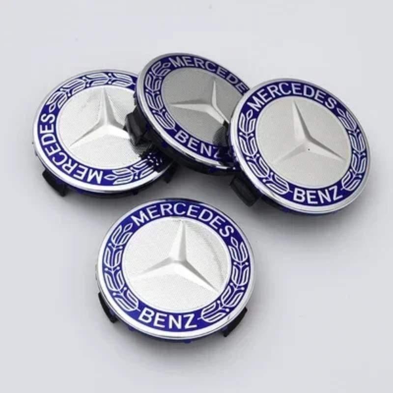 Mercedes Naafdoppen krans logo - blauw 74mm, Auto diversen, Wieldoppen, Ophalen of Verzenden, Nieuw