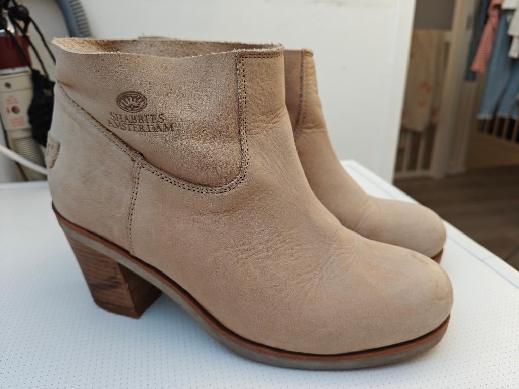 Shabbies Amsterdam enkellaarzen beige maat 38, Ophalen, Shabbies Amsterdam, Beige, Lage of Enkellaarzen