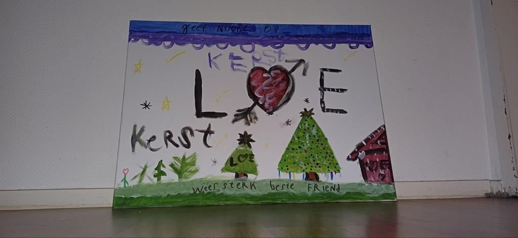 Kerst schilderij, Antiek en Kunst, Kunst | Schilderijen | Klassiek, Ophalen of Verzenden