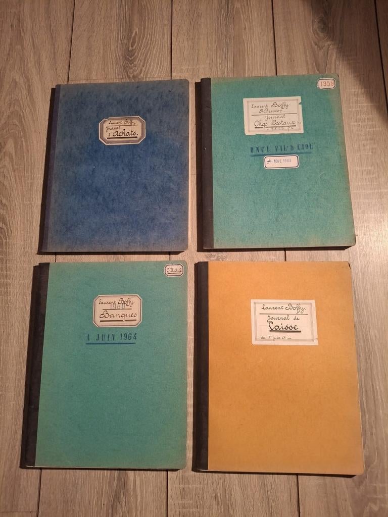 Oude Franse Boekhoud kasboeken 1959-1966 pps, Antiek en Kunst, Ophalen of Verzenden, Laurent Doffy