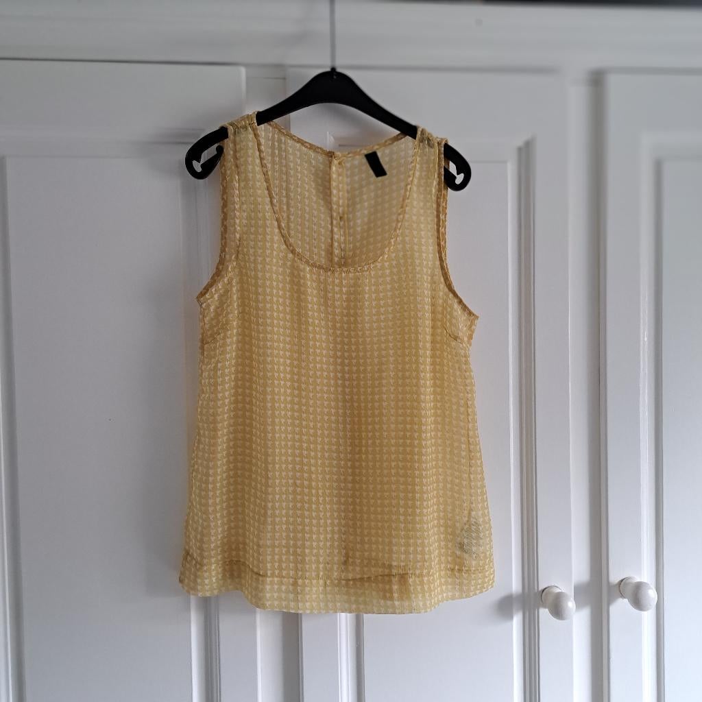 Vero Moda geel/wit geruite mouwloze top, maat S. Nieuwstaat!, Vero Moda, Geel, Ophalen of Verzenden, Zo goed als nieuw