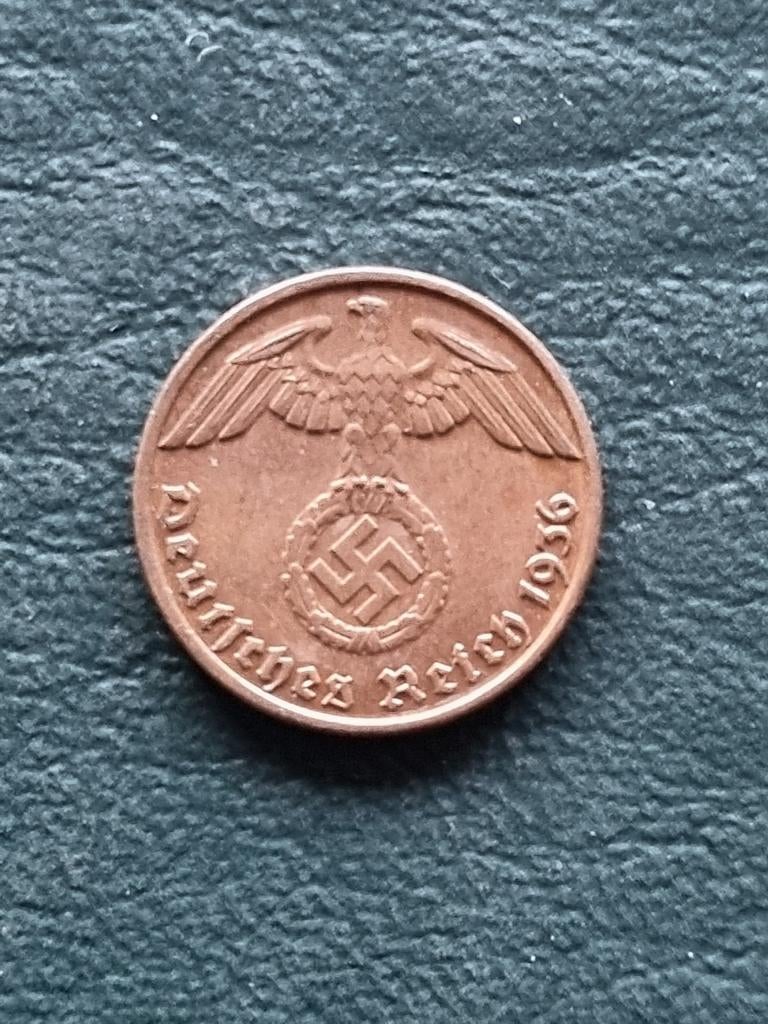 Duitsland 1 reichspfennig 1936 G met hakenkruis en stempelgl, Postzegels en Munten, Munten | Europa | Niet-Euromunten, Ophalen of Verzenden