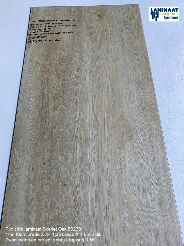 Pvc click Scarlet Oak met gratis ondervloer voor €23,95m2, Pvc click XL plank, 75 m² of meer, Nieuw, Ophalen of Verzenden