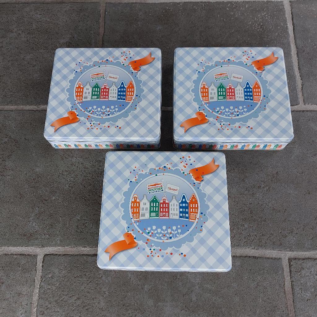 3 Koekblikken/Koektrommels Verkade, Ophalen of Verzenden, Zo goed als nieuw, Koek(jes), Verkade