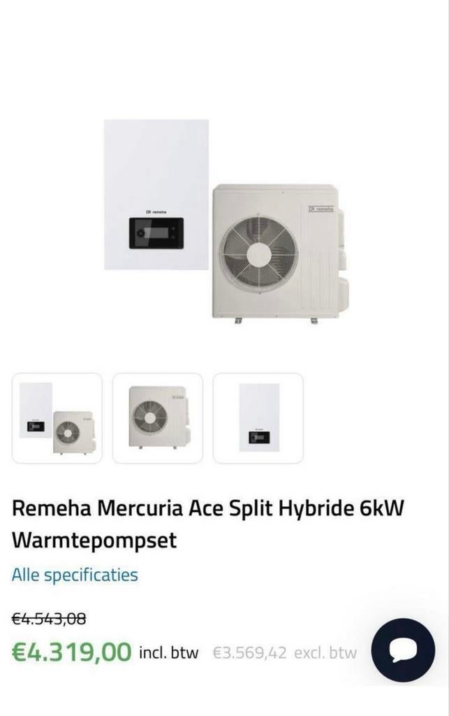Remeha Mercuria Ace 6kW Warmtepomp - Subsidie mogelijk!, Ophalen, 100 liter of meer, Nieuw, Boiler
