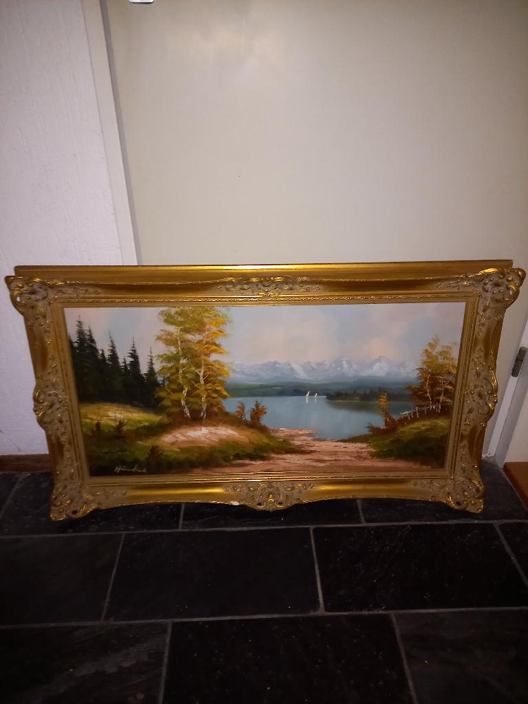schilderij met landschap, Antiek en Kunst, Kunst | Schilderijen | Klassiek, Ophalen