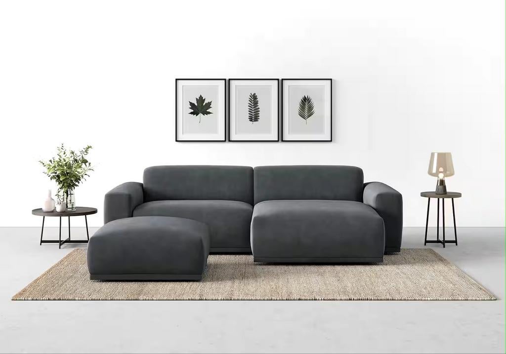Nieuwe hoekbank grijs loungebank met passende hocker, Keizer, 250 tot 300 cm, Keizer, Hoekbank