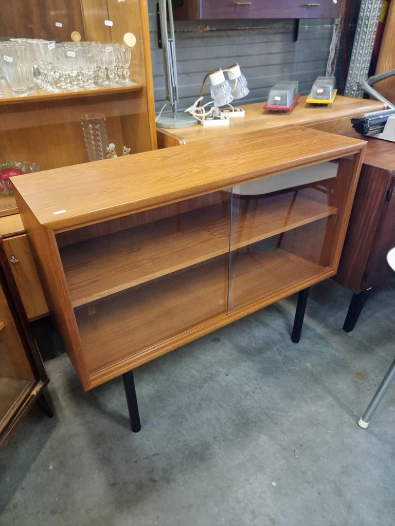 Vintage dressoir sideboard met vitrine  jaren 60 teak, Ophalen, ,, ,, ,