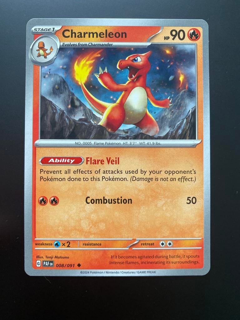 Charmeleon 008/091 Pokémon Scarlet & Violet Paldean Fates, Hobby en Vrije tijd, Verzamelkaartspellen | Pokémon, Ophalen of Verzenden