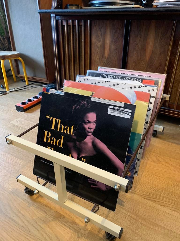 Vintage lp karretje opbergsysteem, Ophalen of Verzenden, Zo goed als nieuw, Overige formaten