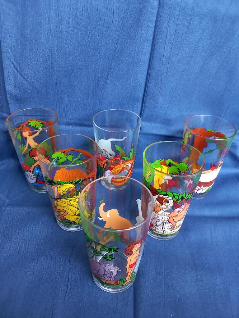 Glazen Jungle Boek - Set van 6, Ophalen of Verzenden, Gebruikt