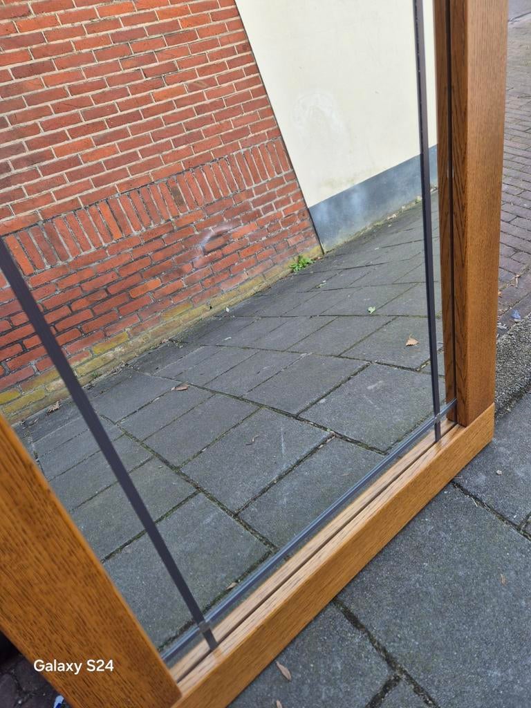 Mooie Rechthoekige Spiegel Houten Frame glas in lood stukken, Gebruikt, 100 tot 150 cm, Ophalen of Verzenden, 75 tot 100 cm