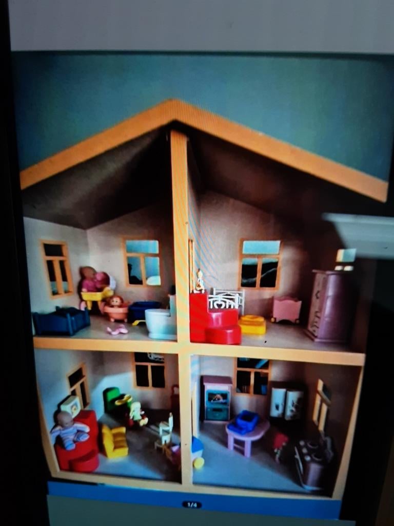 Vintage houten Poppenhuis met Meubels, Ophalen, Gebruikt, Poppenhuis