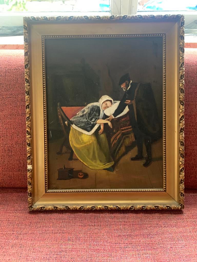 Oud Schilderij de zieke vrouw.  ( jan steen ), Antiek en Kunst, Kunst | Schilderijen | Klassiek, Ophalen of Verzenden