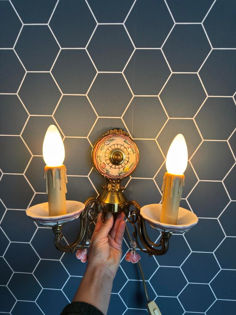 Vintage Italiaanse Wandlamp, Huis en Inrichting, Lampen | Wandlampen, Gebruikt, Metaal, Ophalen of Verzenden