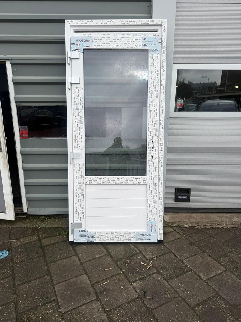 Kunststof Buitendeur met Glas, Doe-het-zelf en Verbouw, Deuren en Horren, Ophalen, Kunststof, 80 tot 100 cm, 200 tot 215 cm