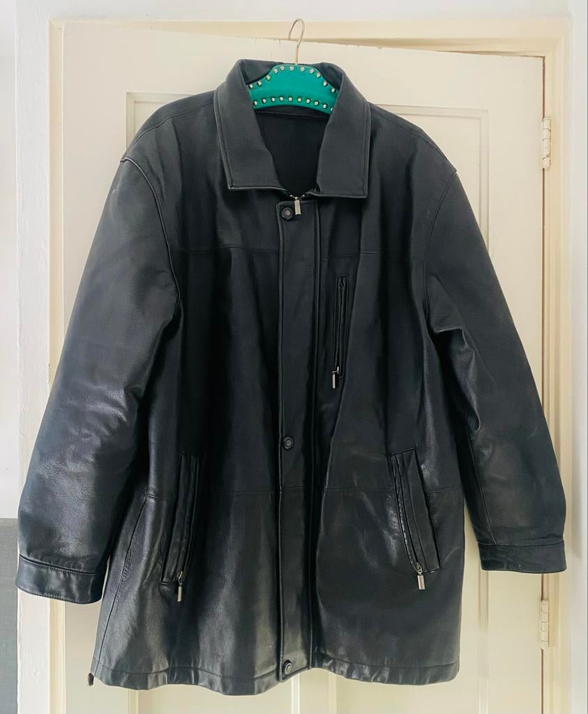 Vintage Canda C&A Leren Jas Maat 56, Ophalen of Verzenden, Gedragen, Maat 46/48 (XL) of groter, Zwart