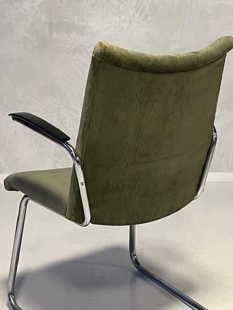 De Wit 3014 eetkamerstoel vintage design sledestoel groen, De Wit, Gebruikt, Overige kleuren, Overige materialen