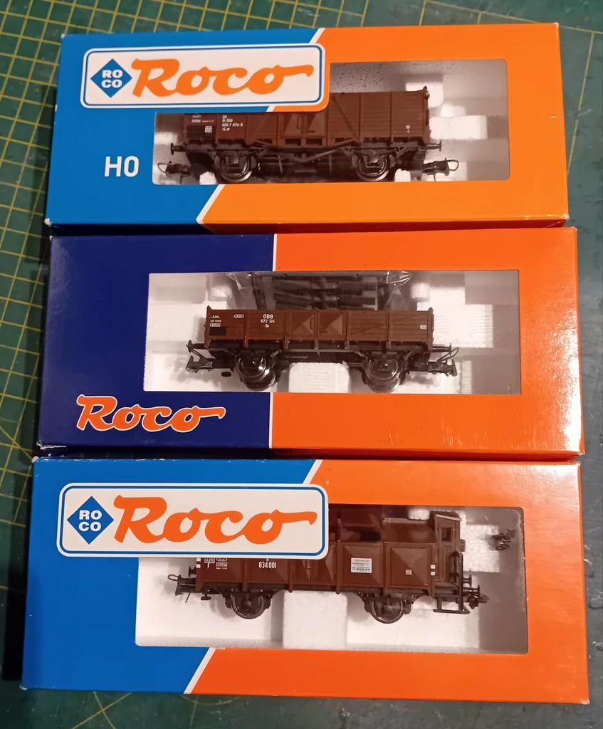 Roco set van 3 goederenwagons  OBB  1, Hobby en Vrije tijd, Modeltreinen | H0, Gebruikt, Gelijkstroom, Wagon, Ophalen of Verzenden