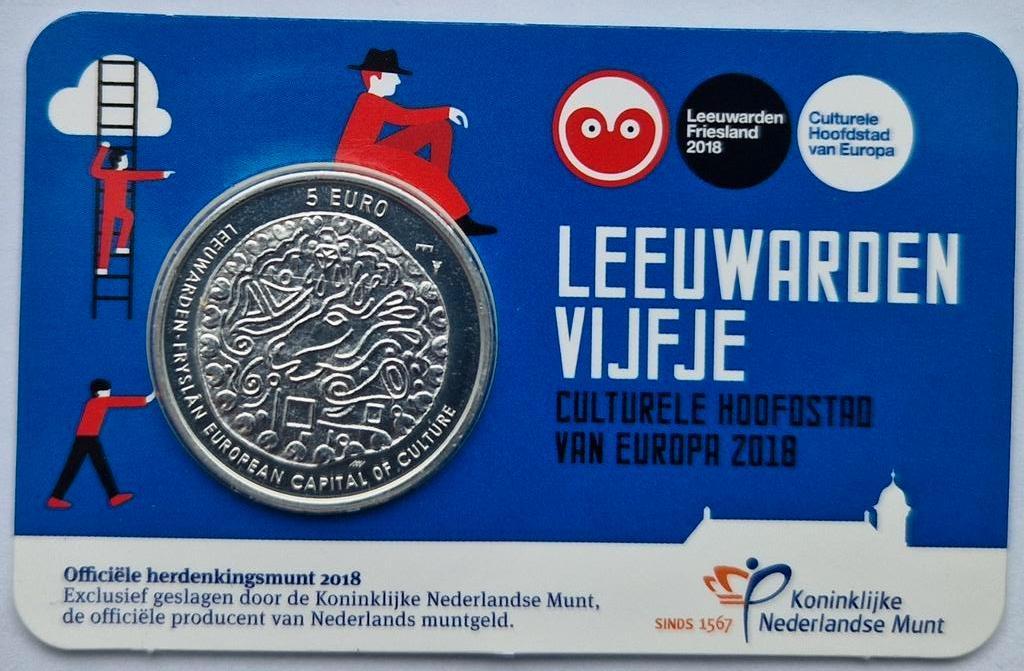 Leeuwarden Vijfje 2018 UNC coincard, Postzegels en Munten, Munten | Nederland, Ophalen of Verzenden, Koningin Beatrix, Euro's