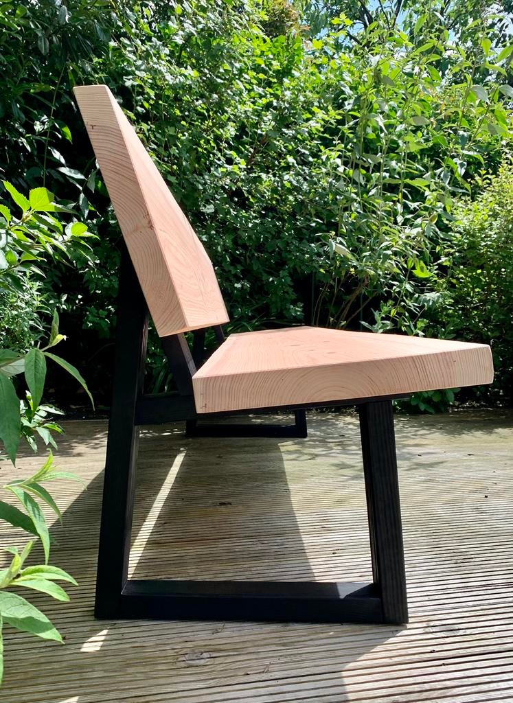 Mooie boomstam tuinbank (loungebank zit) - 2m, Tuin en Terras, Ophalen, Nieuw, Hout
