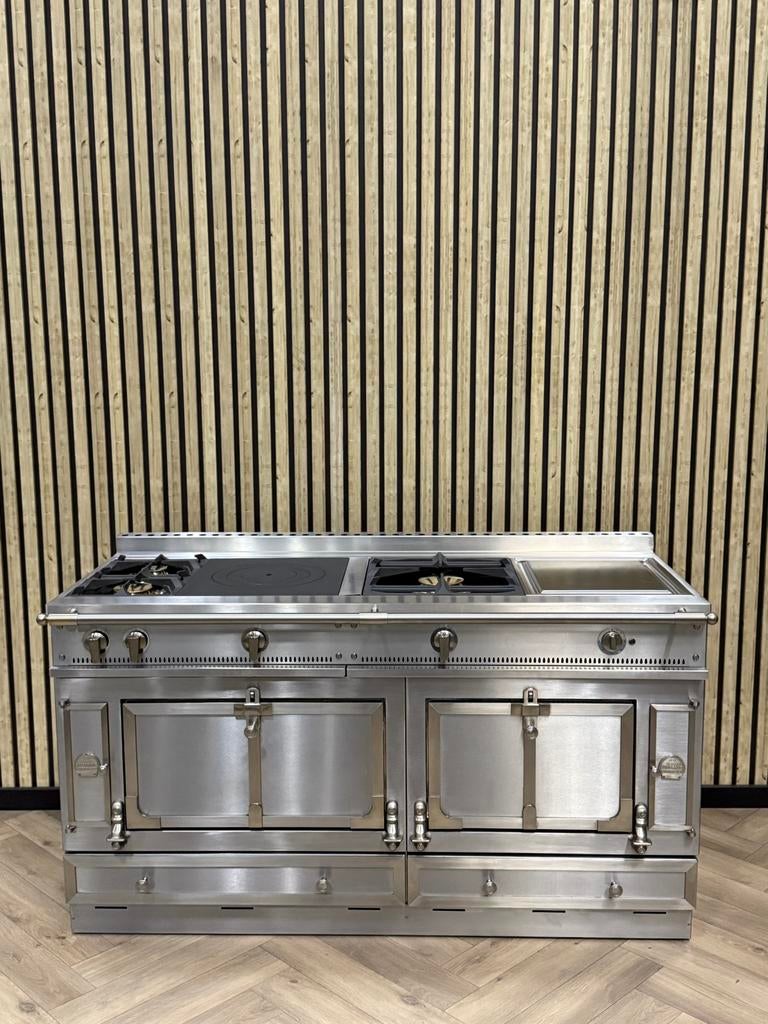 Prachtige La Cornue 165cm Inox Gas + Coup de Feu +Teppanyaki, Witgoed en Apparatuur, Fornuizen, Vrijstaand, Gas, 5 kookzones of meer