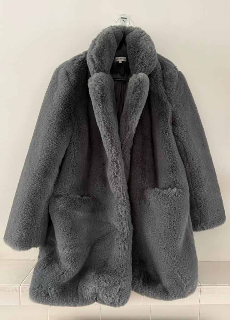 Bontjas grijs fake fur middellange imitatie bontjas nieuw L, Kleding | Dames, Jassen | Winter, Ophalen of Verzenden, Nieuw, Maat 42/44 (L)
