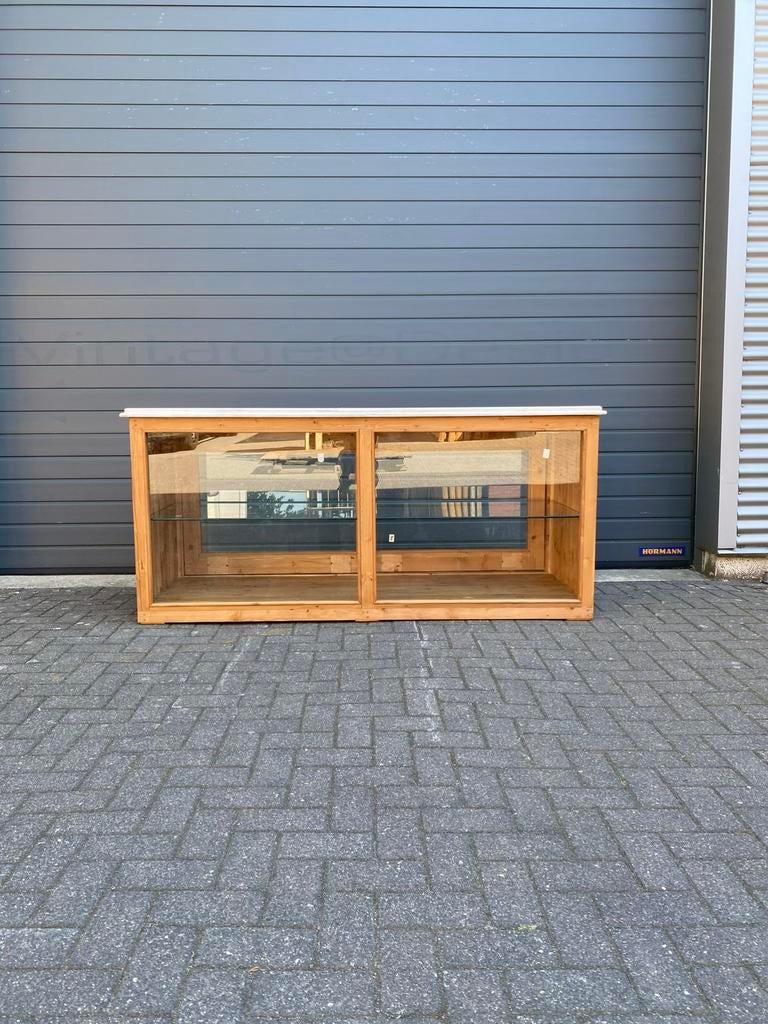 Keukenblok met marmeren blad en glazen schuifdeuren, Ophalen of Verzenden, Zo goed als nieuw