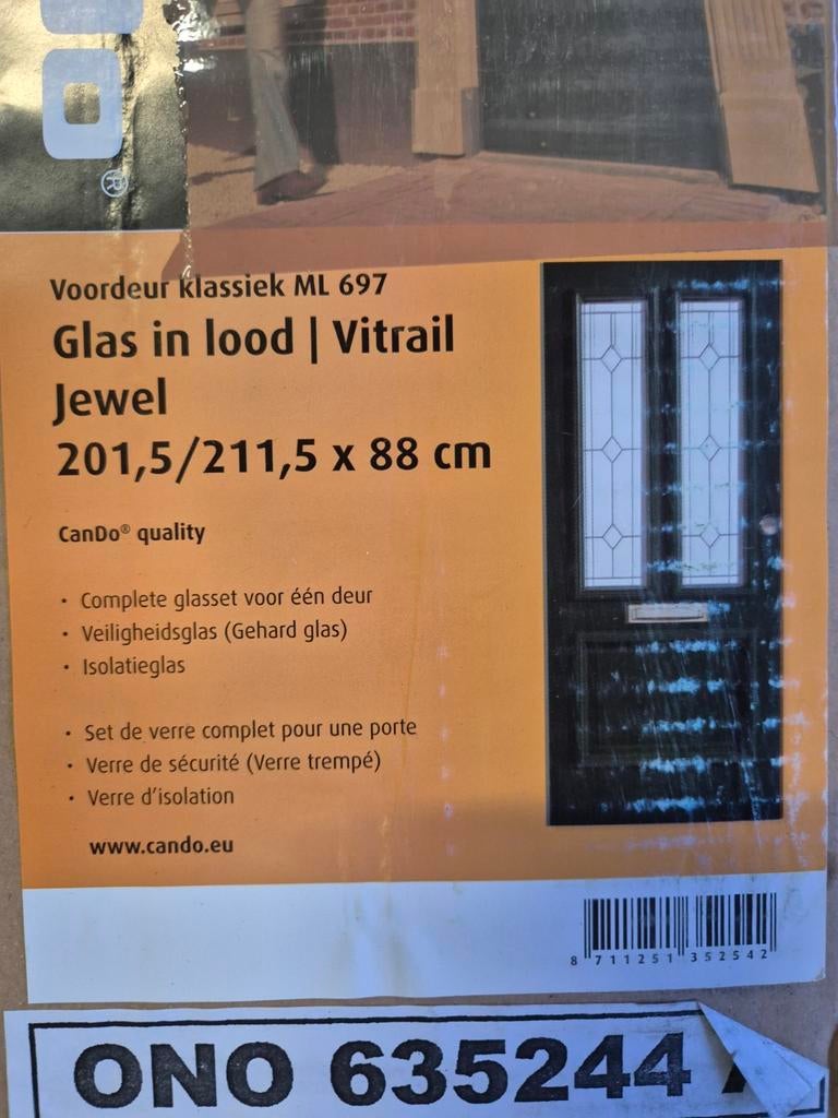 Glas in lood Cando ML697 (88x201,5-211,5) NIEUW, Ophalen, Binnendeur, Nieuw, Glas
