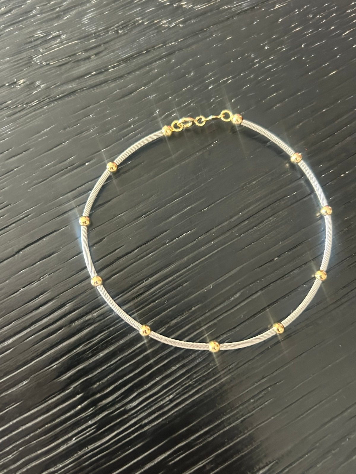 Prachtig zgan stalen armband met 18 karaat gouden bolletjes, Sieraden, Tassen en Uiterlijk, Armbanden, Ophalen of Verzenden, Zo goed als nieuw