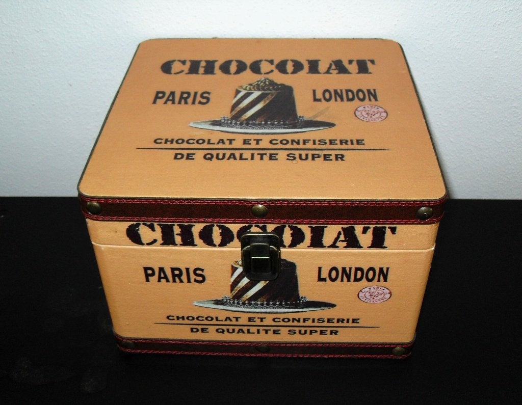 Opbergkist Chocolat / opbergdoos confiserie/ kist / Paris, Minder dan 50 cm, Minder dan 50 cm, Ophalen of Verzenden, Zo goed als nieuw