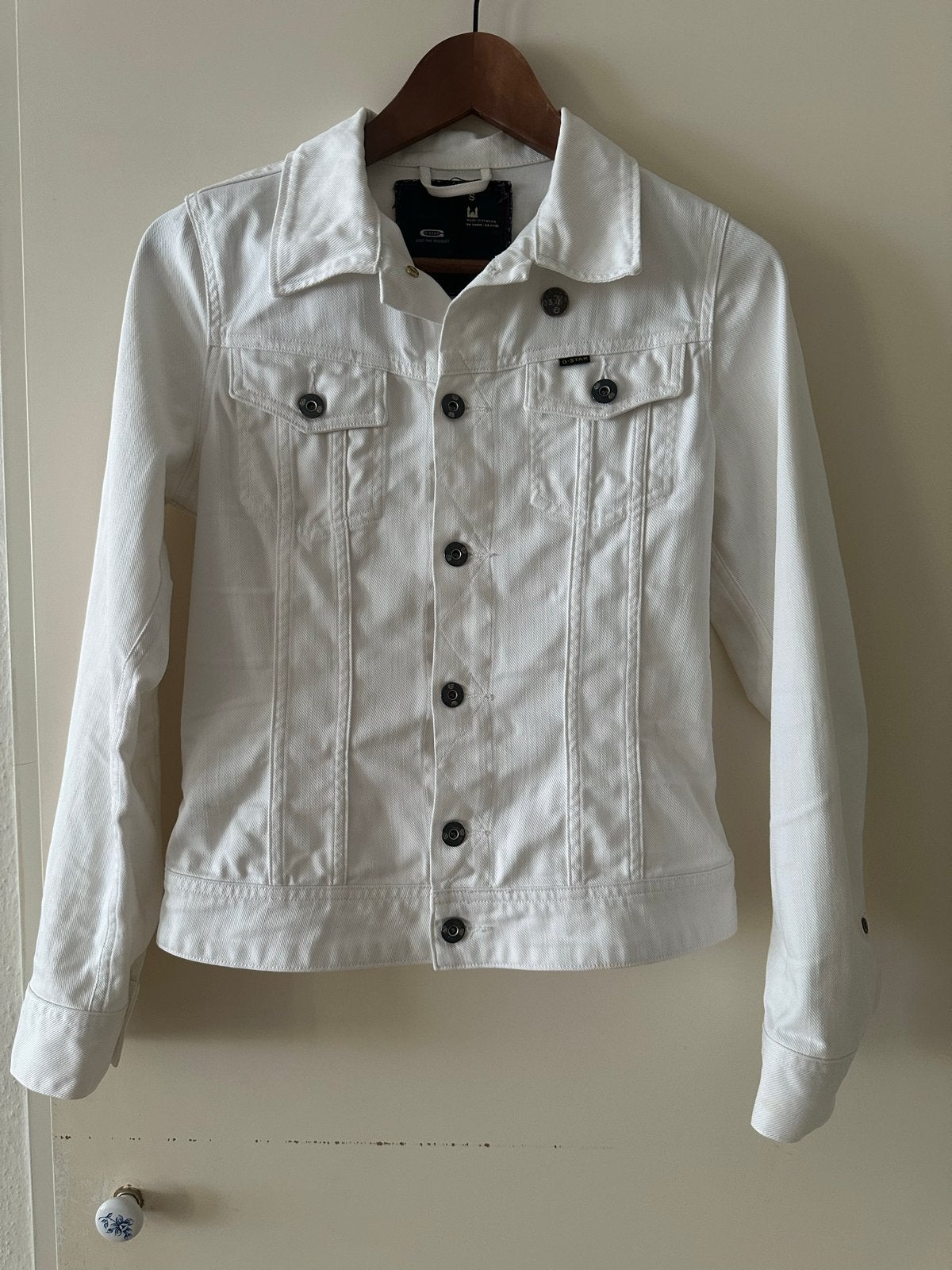 G-Star Raw Witte Denim Jasje Maat S, Ophalen of Verzenden, Zo goed als nieuw, Maat 36 (S), Wit