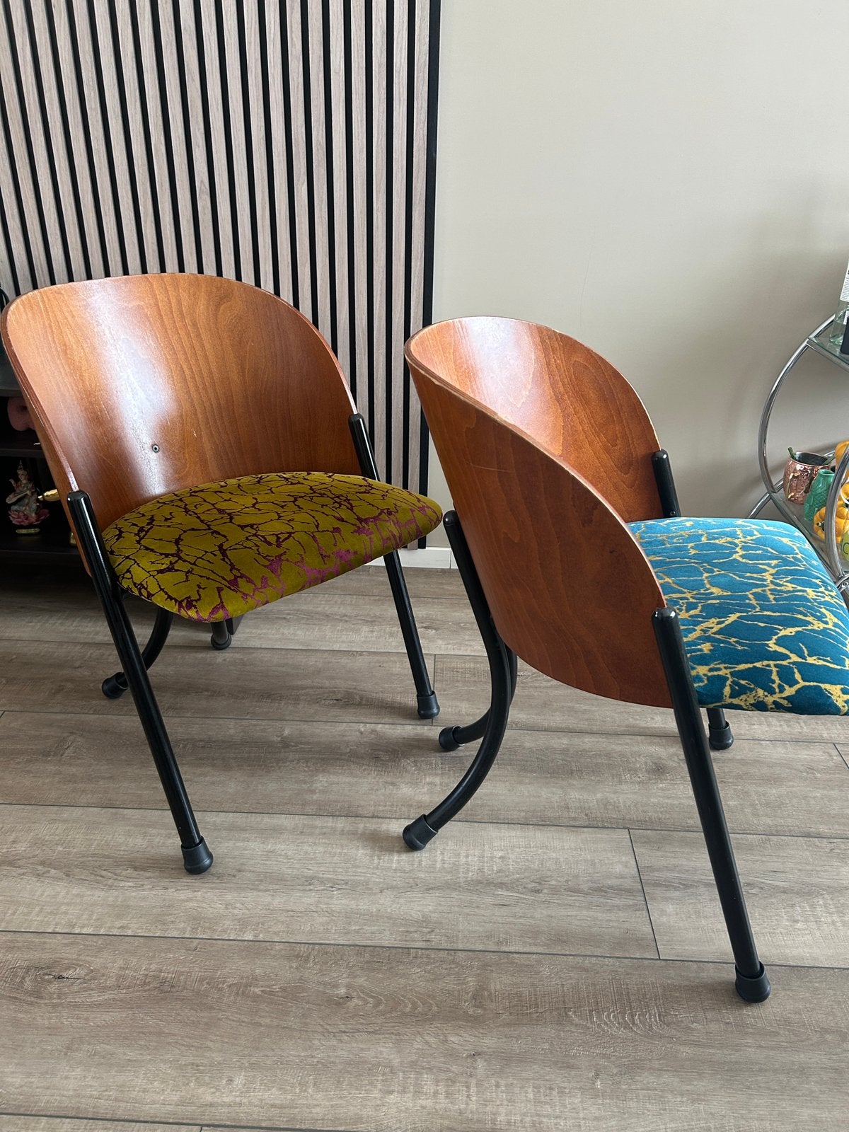 Vintage plywood design eetkamerstoelen 6x, Ophalen, Gebruikt, Bruin, Vijf, Zes of meer stoelen