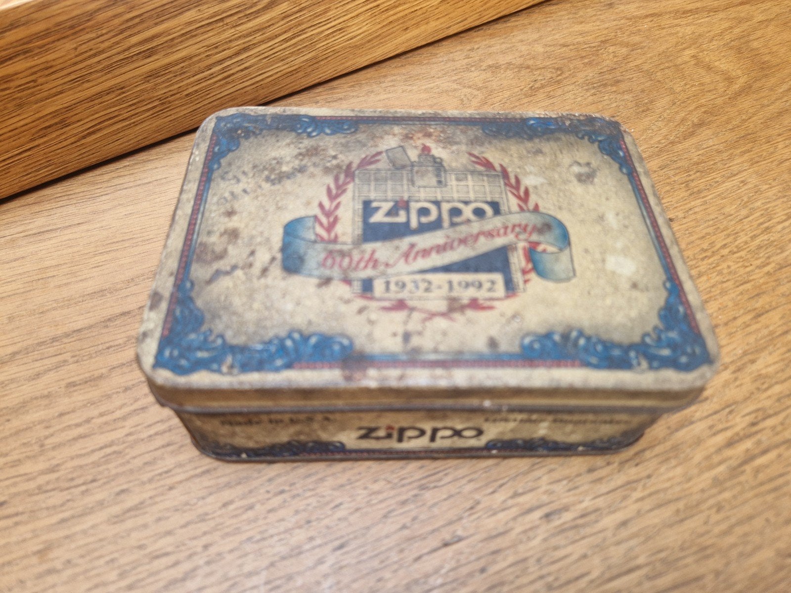 Vintage Zippo Blikje - 60th Anniversary (1932-1992) - Leeg, Verzamelen, Ophalen of Verzenden, Gebruikt, Overige