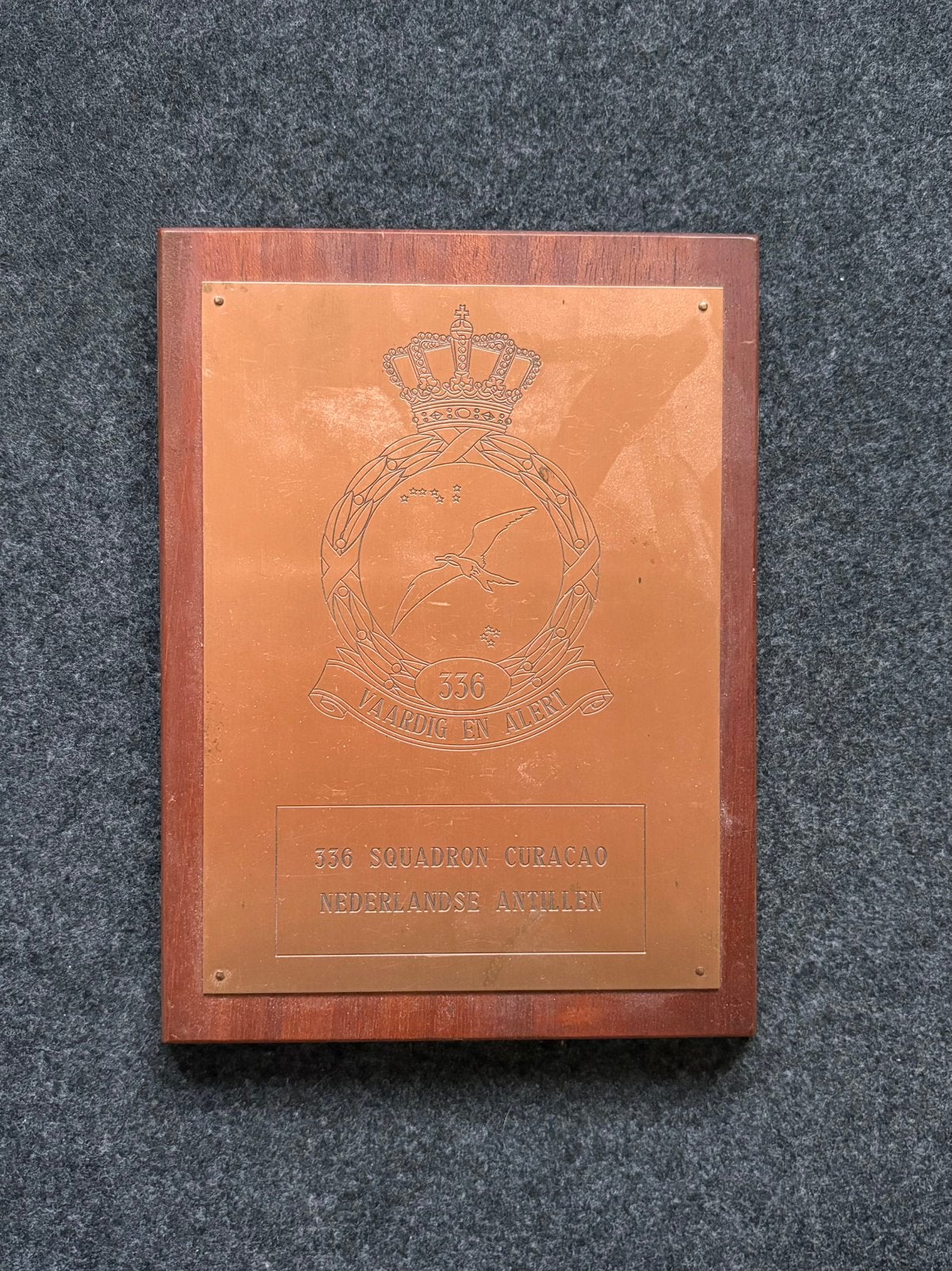 336 SQN RNLAF schildje, Ophalen of Verzenden, Luchtmacht, Nederland, Embleem of Badge