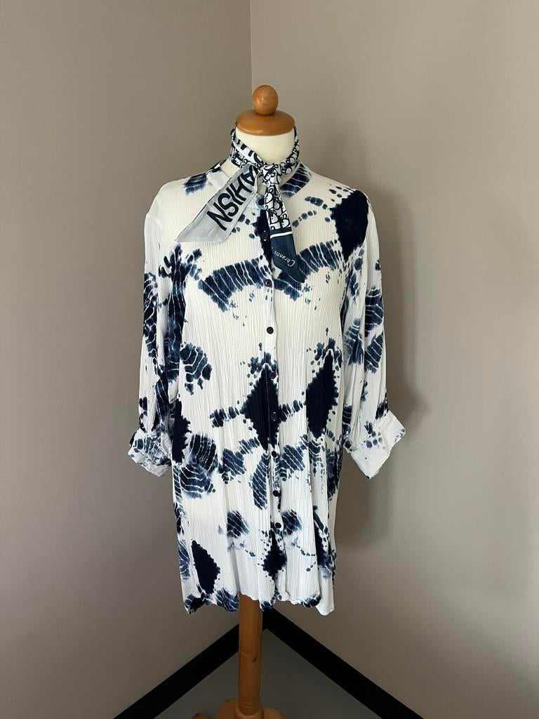 Lollys Laundry tie dye blouse jurk blauw wit M, Ophalen of Verzenden, Zo goed als nieuw, Maat 38/40 (M), Blauw