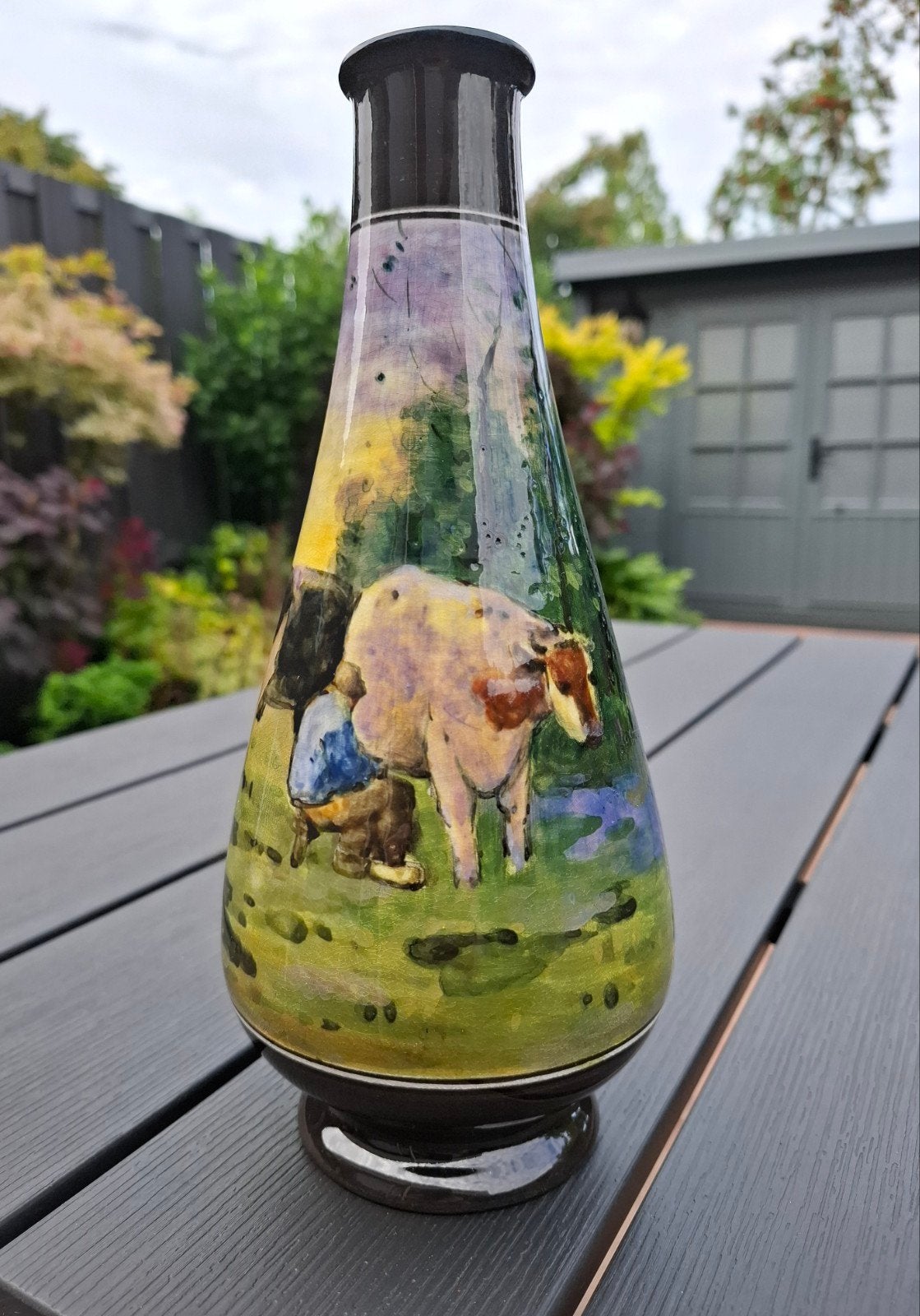 Zeldzaam mooie vroege Gouda plateel vaas, Ophalen of Verzenden