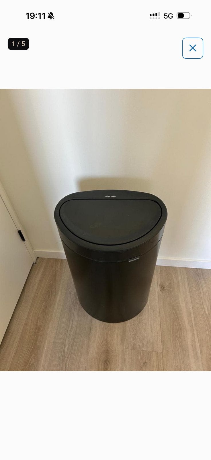 Prullenbak brabantia zwart, Huis en Inrichting, Ophalen, Zo goed als nieuw, Metaal