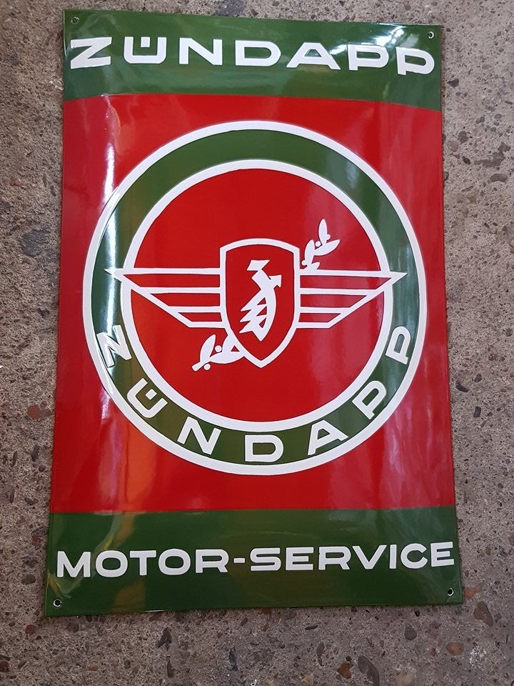 Zundapp motor service emaillen reclame bord en veel andere, Reclamebord, Ophalen of Verzenden, Zo goed als nieuw, Info@americansaleshop.nl