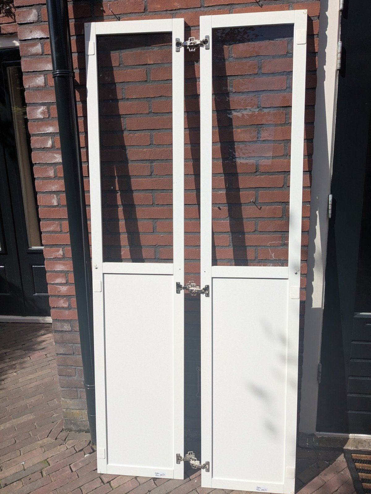Set van 2 witte Ikea Billy deuren met glas, Doe-het-zelf en Verbouw, Deuren en Horren, Ophalen, Gebruikt, 80 tot 100 cm, Binnendeur