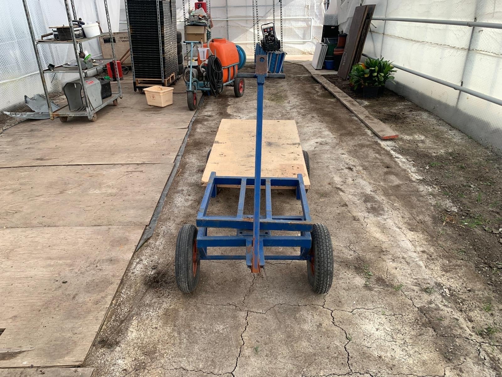 Robuuste transportkar met houten laadvlak, Ophalen, Gebruikt, Transportkar