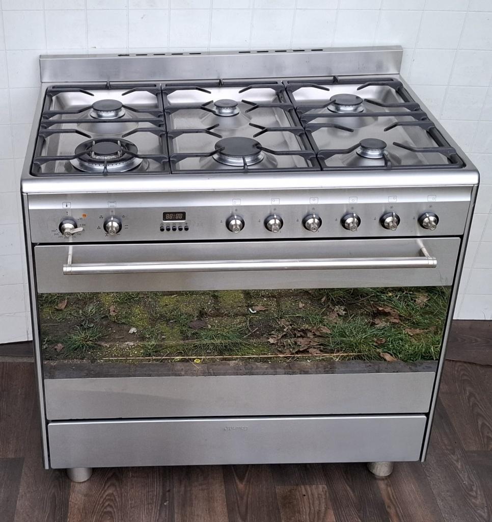 6 PITS SMEG GAS-ELCTRO FORNUIS. WEOKBRANDER HETELUCHTOVEN, Ophalen, 60 cm of meer, Zo goed als nieuw, Gas