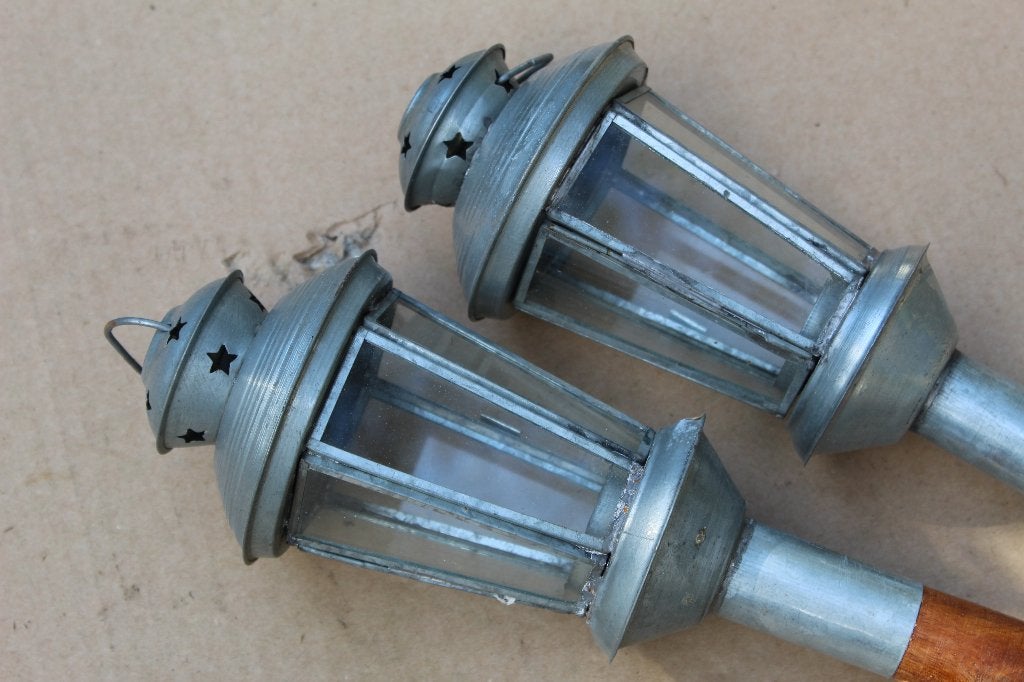 Twee tuinfakkels van hout en metaal,  glas, Ophalen of Verzenden, Nieuw