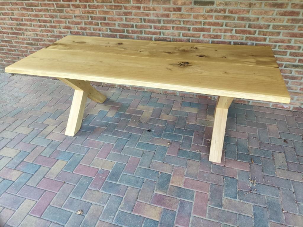 Massief eiken boomstamtafel – nieuw – 220 x 96 cm, Eikenhout, Vijf personen of meer, Rechthoekig, Nieuw