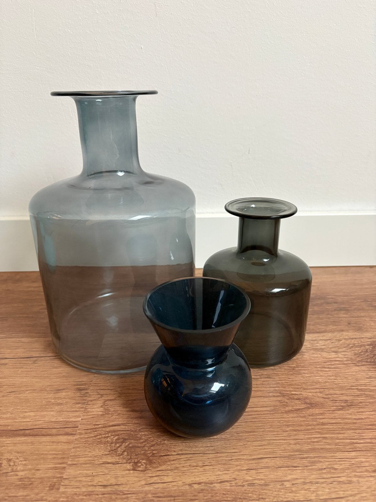 Ikea vazen set - grijs en blauw glas, Ophalen, Gebruikt, Meerkleurig, Glas