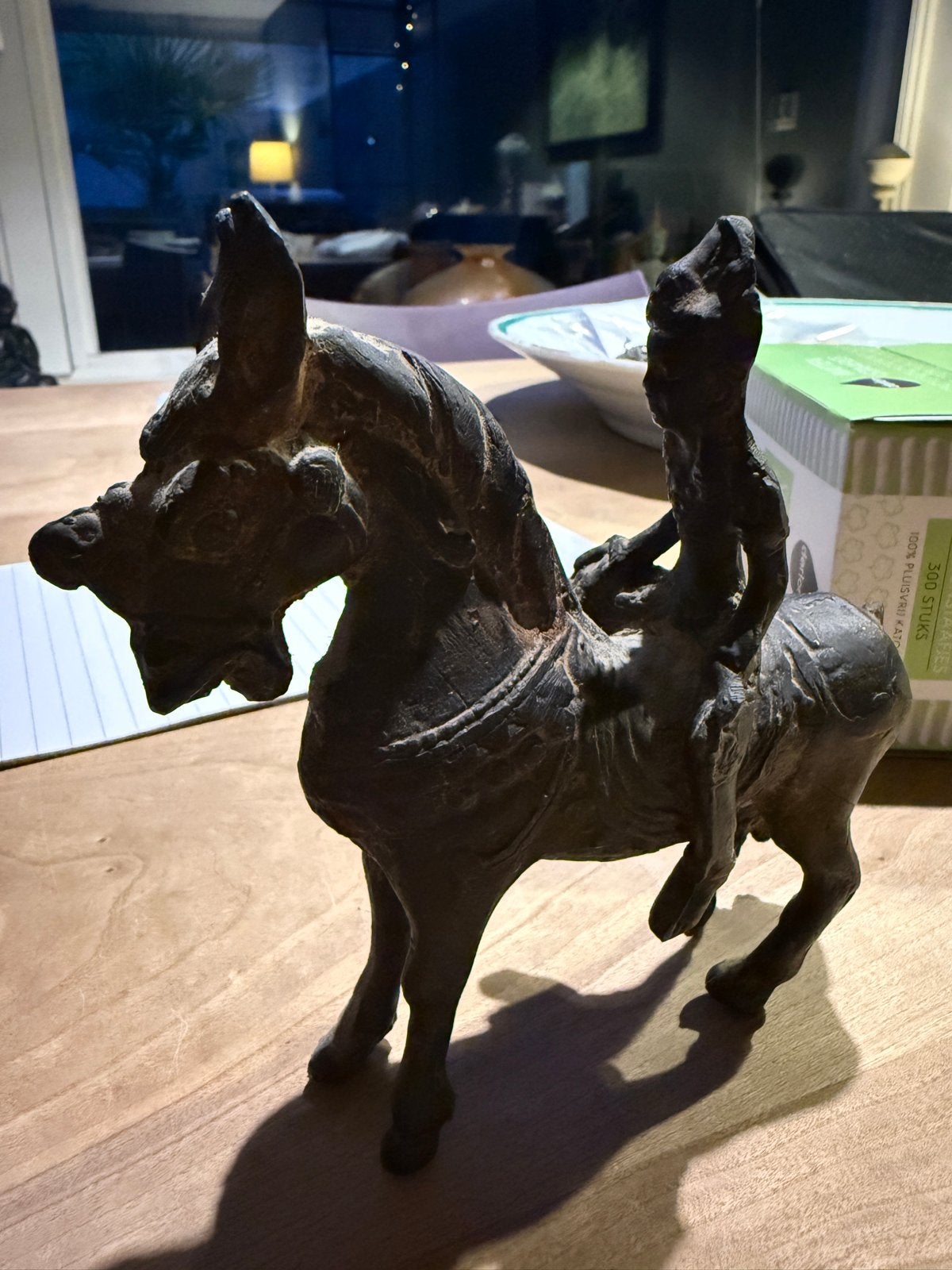 Antiek bronzen beeld: ruiter te paard, Ophalen of Verzenden