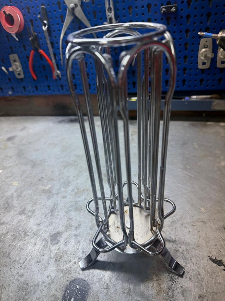 Metalen houder voor koffiecups/pads, Gebruikt, Ophalen of Verzenden, Zilver, Metaal