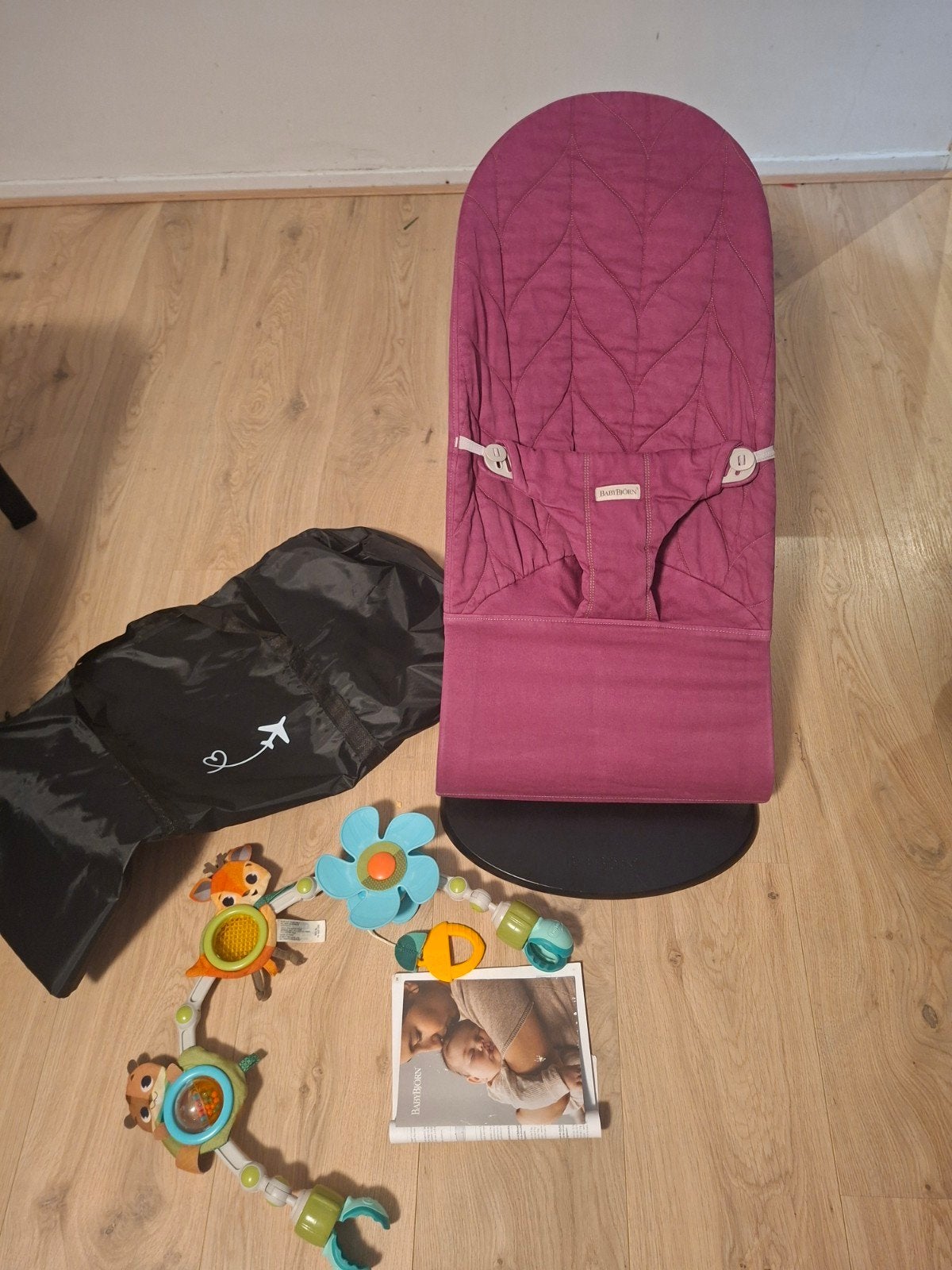 BabyBjörn Wipstoel Bliss met speelboog en reistas, BabyBjörn, Onbekend, Ophalen of Verzenden, Zo goed als nieuw