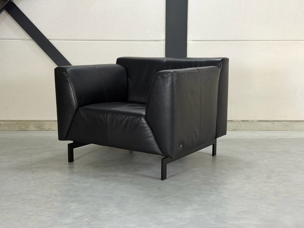 Rolf Benz Linea fauteuil - zwart leer